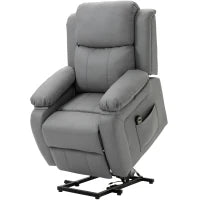Poltrona Relax Elettrica e Alzapersona Reclinabile fino 160° con Telecomando, in Similpelle - Grigio
