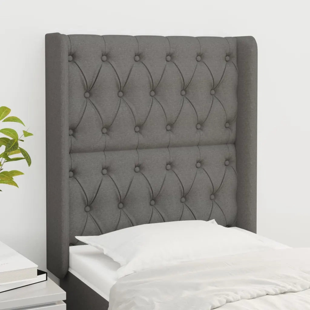 Testiera | Testata ad Orecchio Grigio Scuro 83x16x118/128 cm in Tessuto