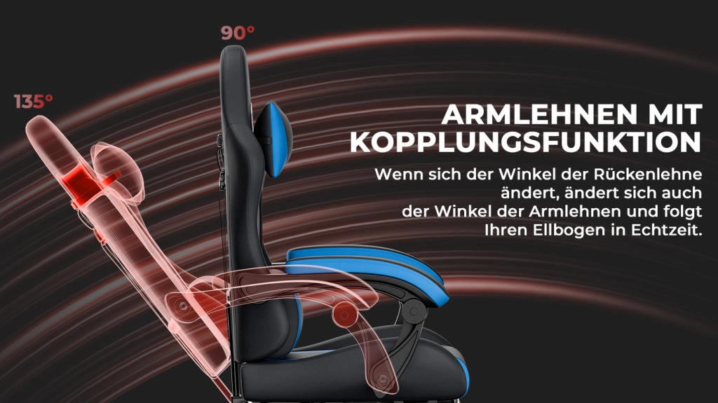 SEDIA DA GAMING Ergonomica, schienale reclinabile, Nero/Blu