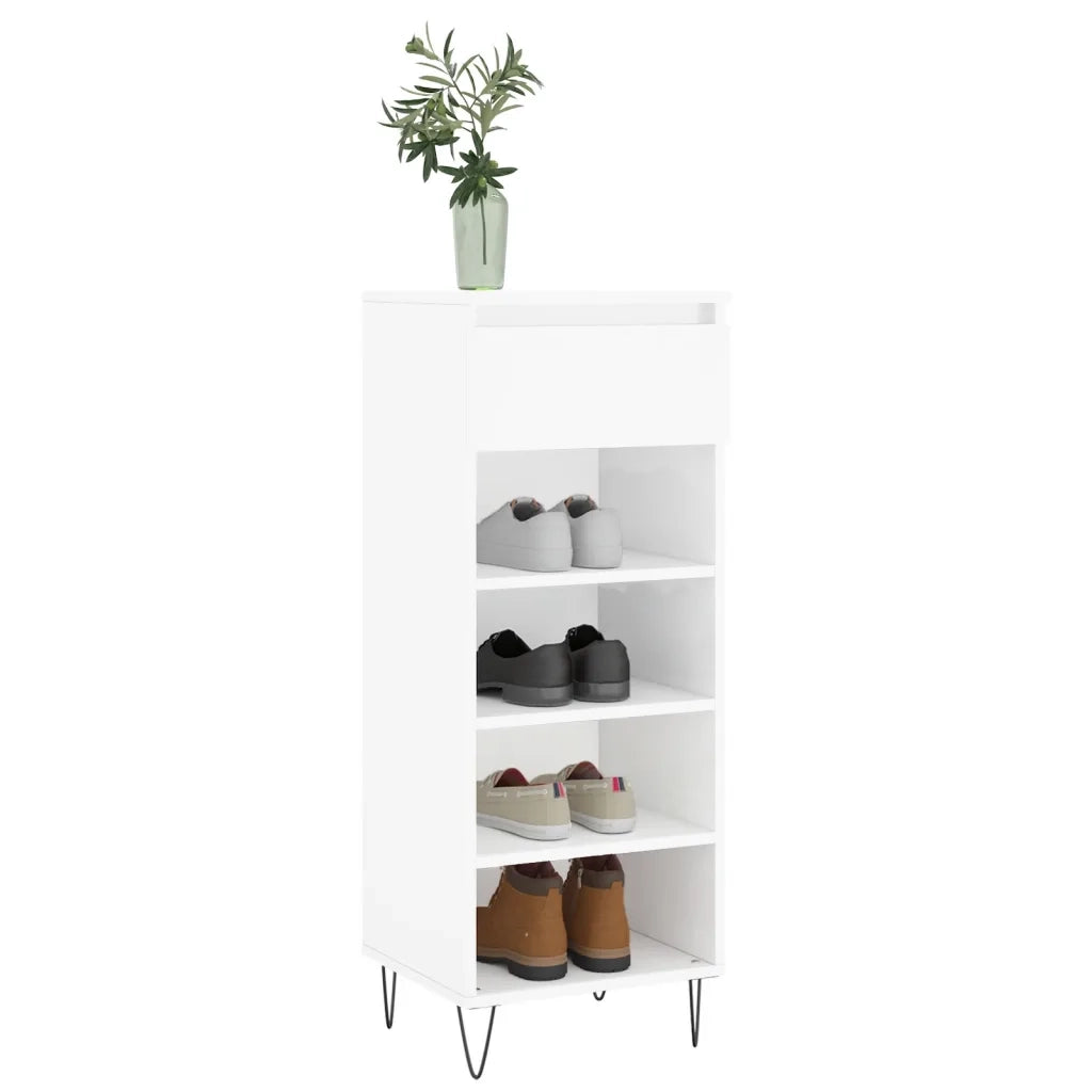Scarpiera | Mobile per scarpe Bianco Lucido 40x36x105 cm in Legno Multistrato