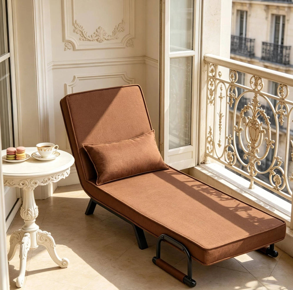 Poltrona letto pieghevole 3 in 1 marrone con schienale regolabile
