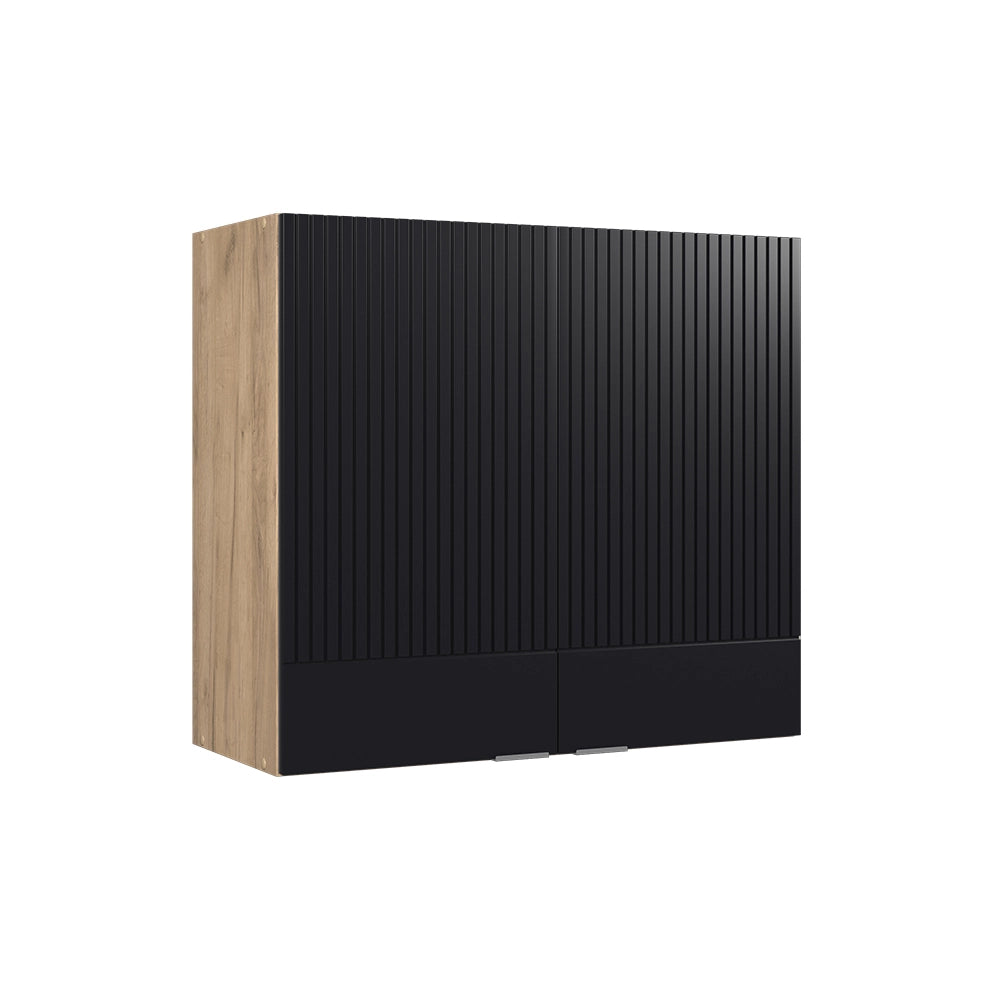Vicco Mobile da cucina in vetro Nero a righe 80 cm