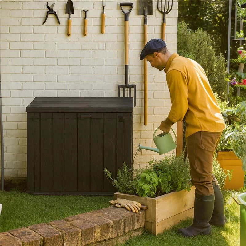 BAULE DA GIARDINO, CONTENITORE DA INTERNO O ESTERNO PORTA-ATREZZI UV RESISTENTE - FOREST GREEN 129,8X74,5X111H CM