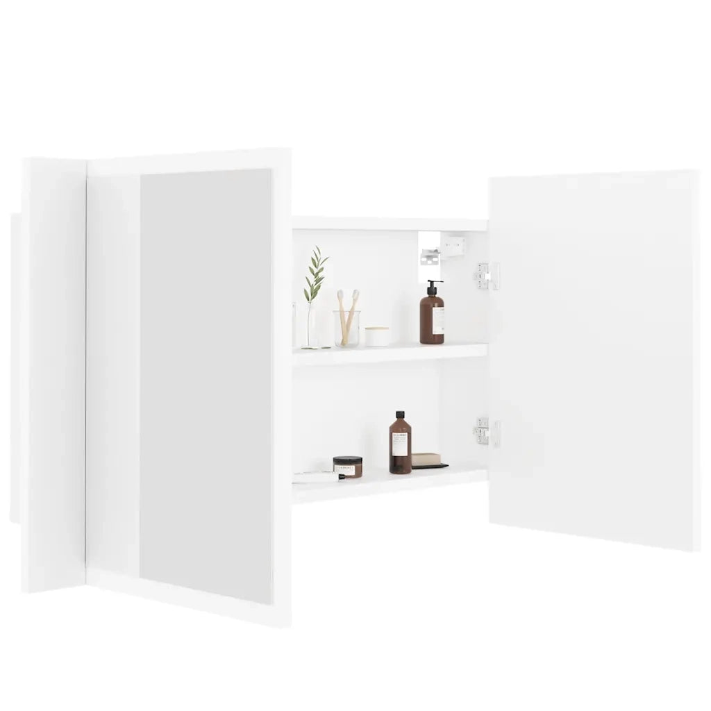 Armadietto a Specchio | Armadio da bagno con Luci LED Bianco 80x12x45 in Acrilico