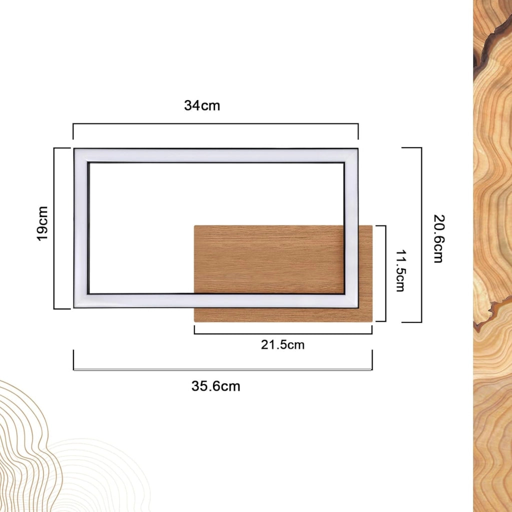 ZMH Lampada da Soffitto LED Moderna 12W Legno 3000K Luce Calda Rettangolare per Corridoio Ufficio Camera da Letto
