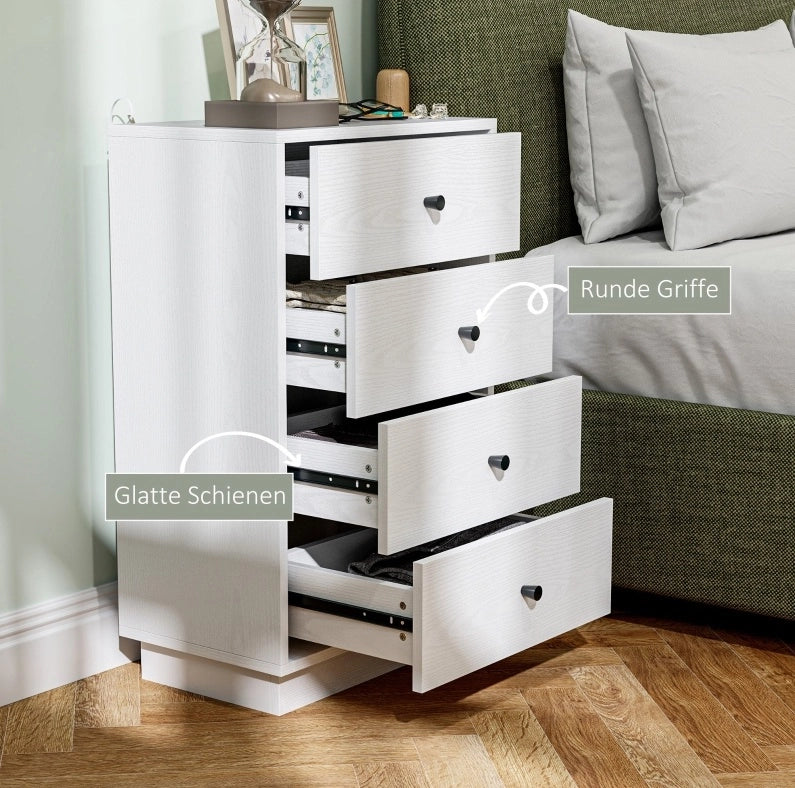 Cassettiera moderna con 4 cassetti 47 x 29 x 75 cm bianca