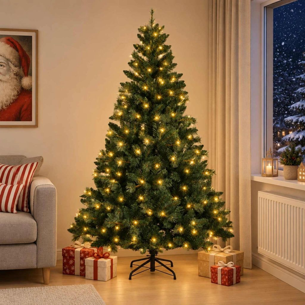 Albero di Natale Artificiale con Rami Pieghevoli 120 cm 150 LED 3465481