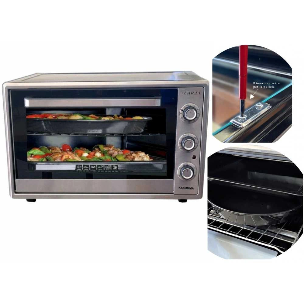 FORNETTO FORNO ELETTRICO 60LT TIMER VENTOLA LUCE 2000W KAKUMMA LAREL GRILL - Larel