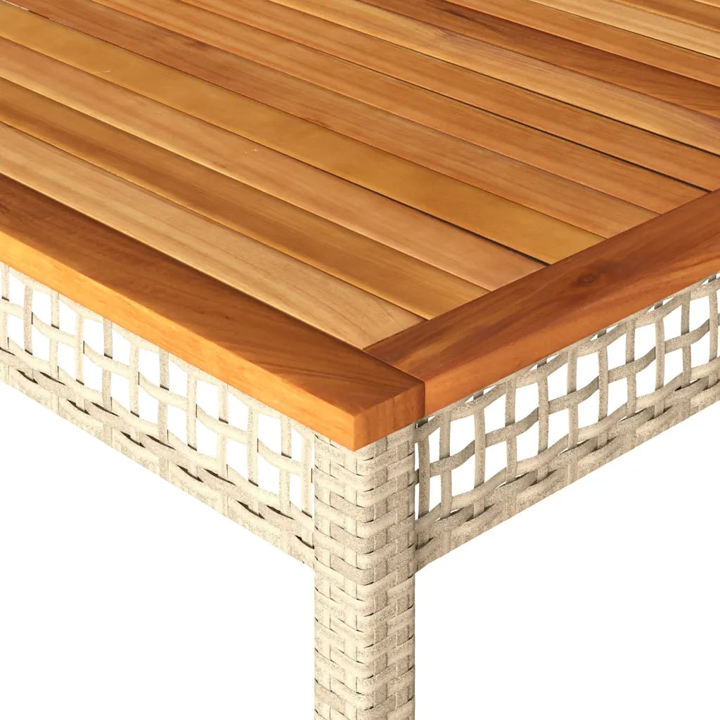 Tavolo da Giardino | Tavolino da esterno Beige 180x90x75 cm Polyrattan e Legno Acacia