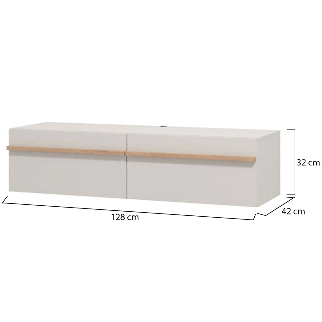 Sirolo, Mobile Porta tv un Ripiano, 128x41.5x32h cm Bianco Crema