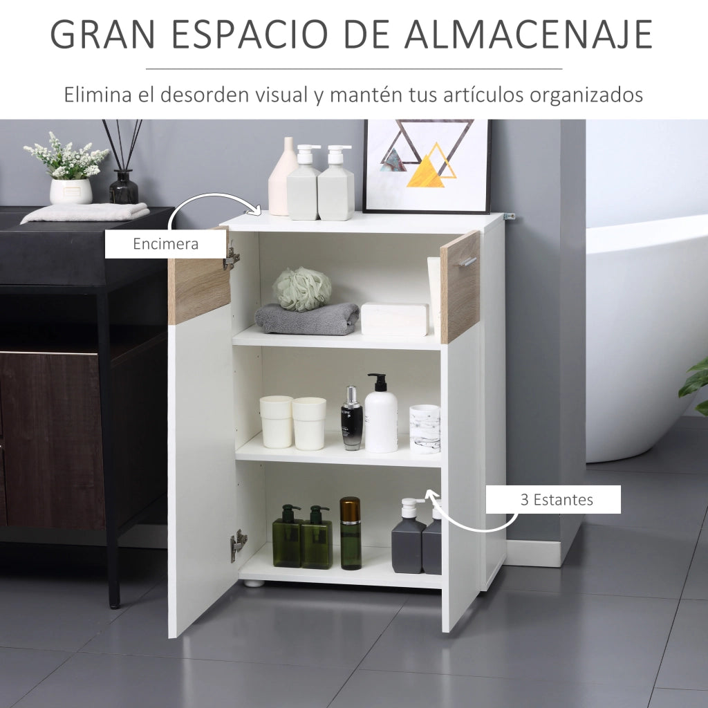 Armadio da bagno con 2 ante e ripiani regolabili ¨C zephmum ¨C 60x30x85 cm bianco