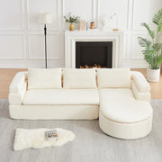 Divano angolare 3 posti beige in ciniglia con chaise longue