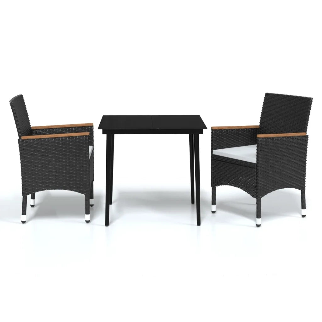 Set da Pranzo da Giardino 3 pz | Set Salotto da Giardino con Cuscini Nero
