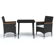 Set da Pranzo da Giardino 3 pz | Set Salotto da Giardino con Cuscini Nero