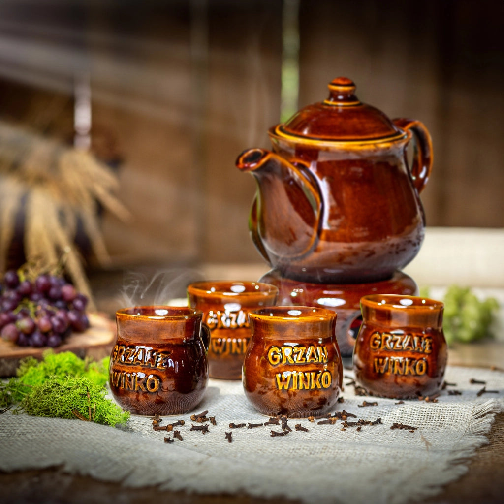 Set di 4 tazze da vin brulé KADAX da 250 ml con bollitore e riscaldatore.