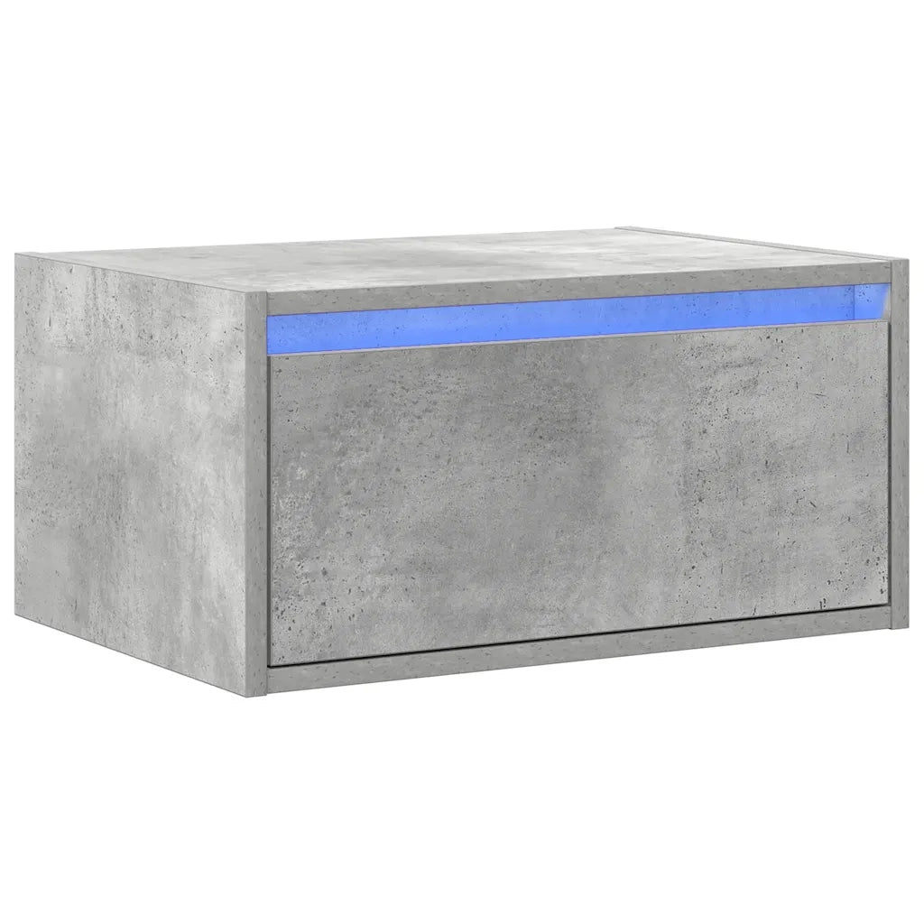 vidaXL Comodino a Parete con Luci LED Grigio Cemento
