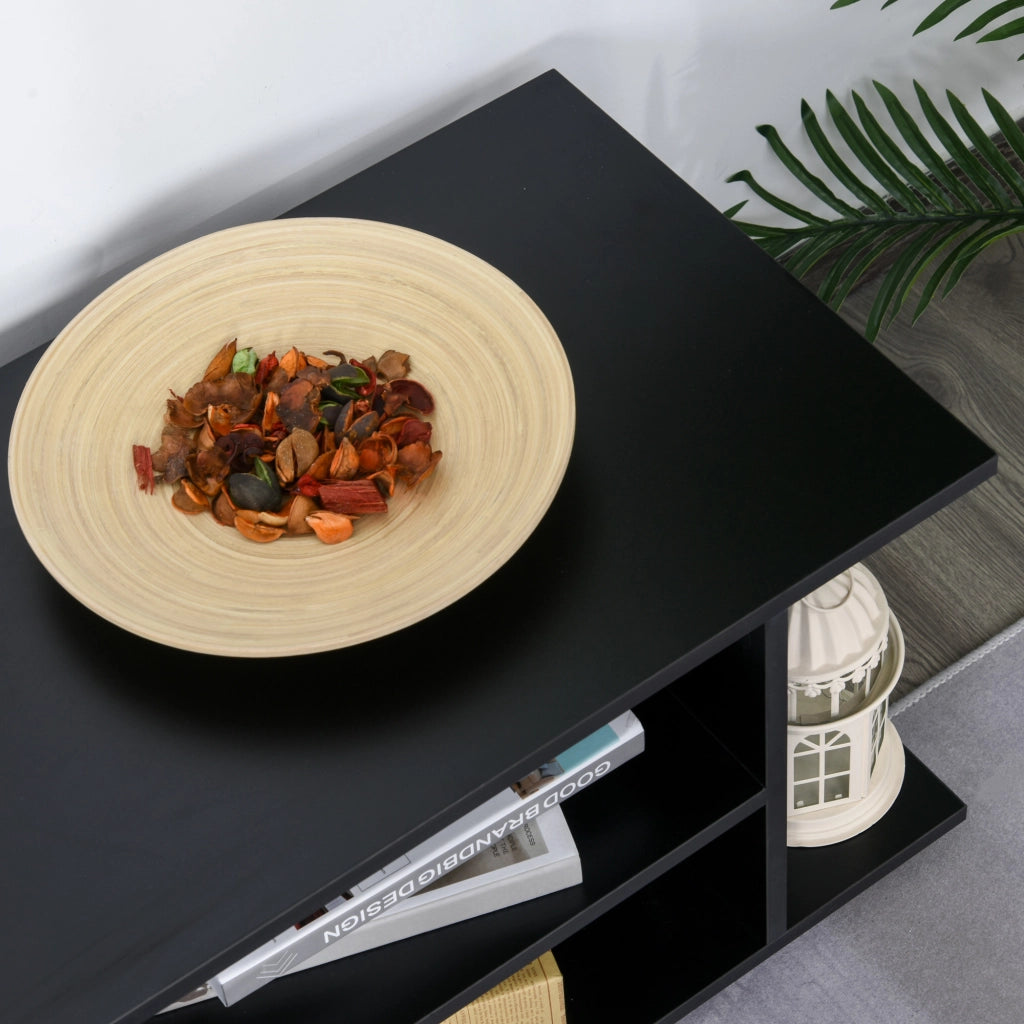 Mobile TV con ruote ¨C Xylo ¨C Legno nero, ripiani, supporto fino 42 pollici, 80x40x40 cm