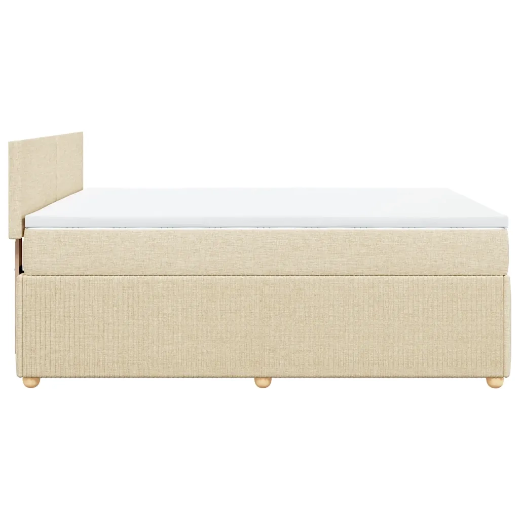 Giroletto a Molle con Materasso Crema 160x200 cm in Tessuto