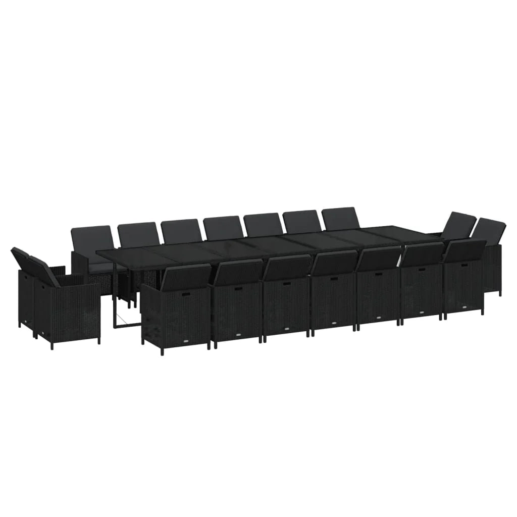 Set da pranzo da giardino mobili da esterno con cuscini 19 pz in polyrattan nero 02_0014430