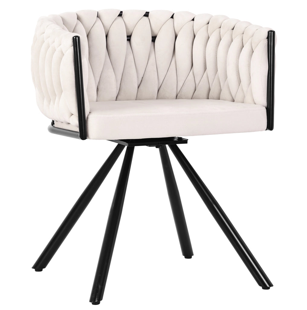 Sedia da pranzo girevole 59.06x55.25x45.72 cm in velluto; ergonomica; beige
