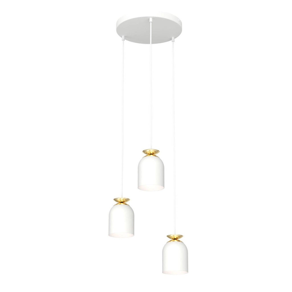 Lampada a sospensione Target in acciaio bianco e oro