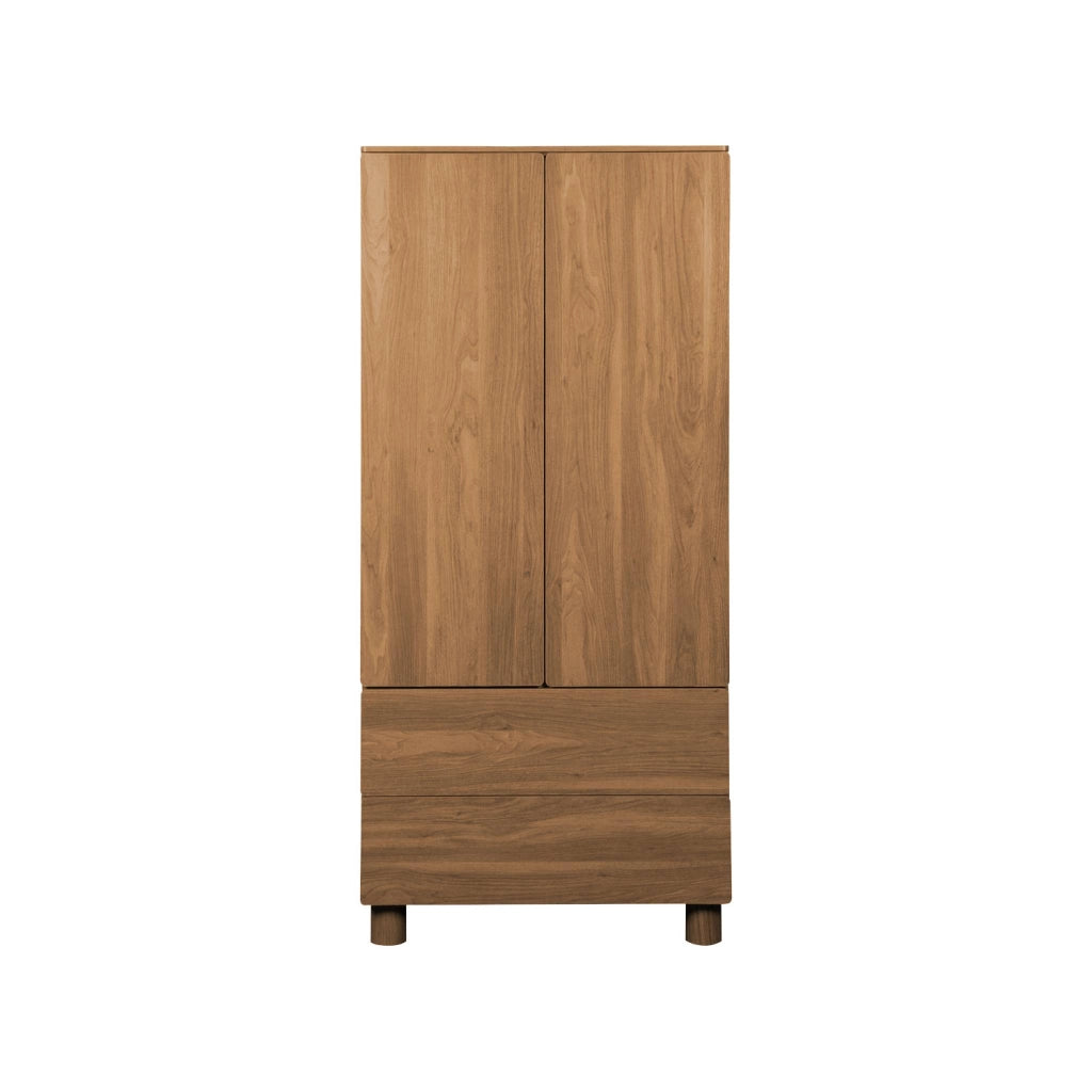Armadio guardaroba effetto legno 2 ante, 2 cassetti e 1 appendiabiti,