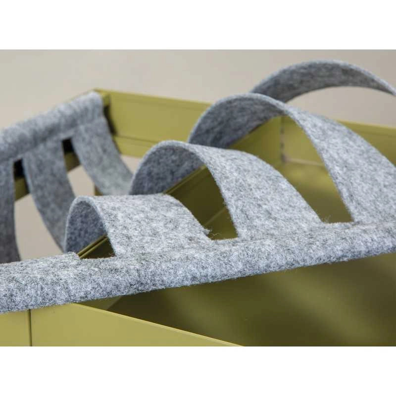 Tavolino Inter Link 35x35x40cm in metallo verniciato grigio con porta riviste in lana cotta