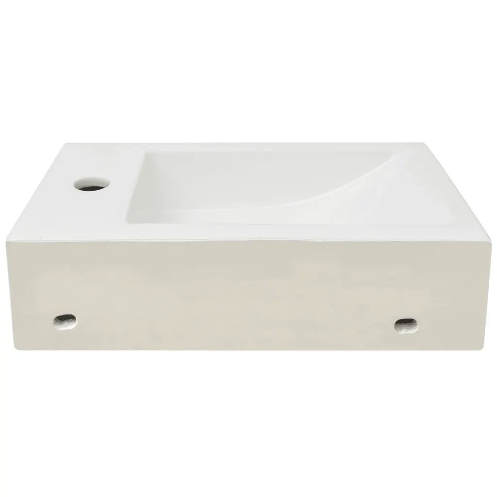 Lavandino con Foro Rubinetto Rettangolare Ceramica 46x25,5x12cm 142343