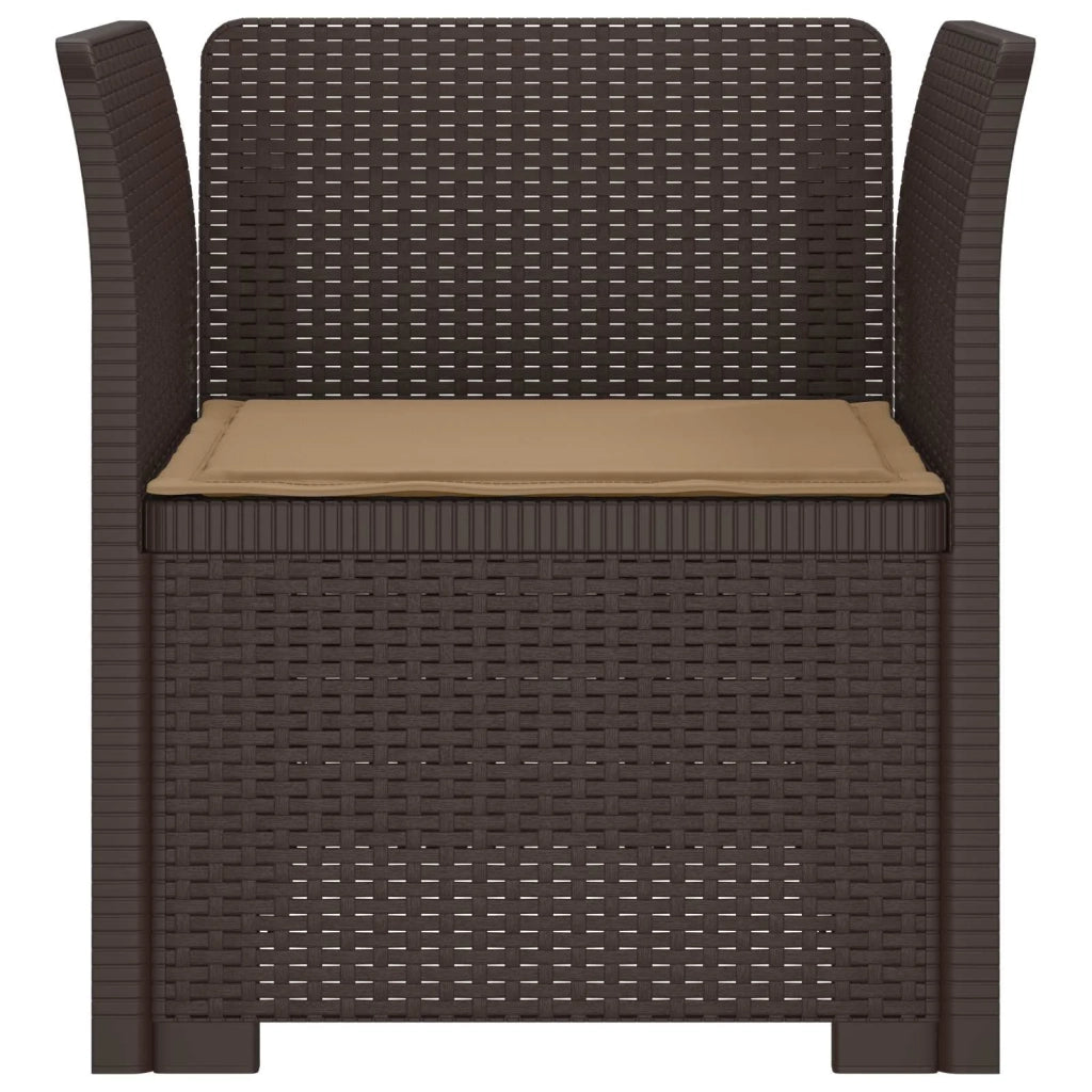 Sedia da giardino-Poltrona a 1 Posto con Cuscino Aspetto Rattan PP Marrone 939165