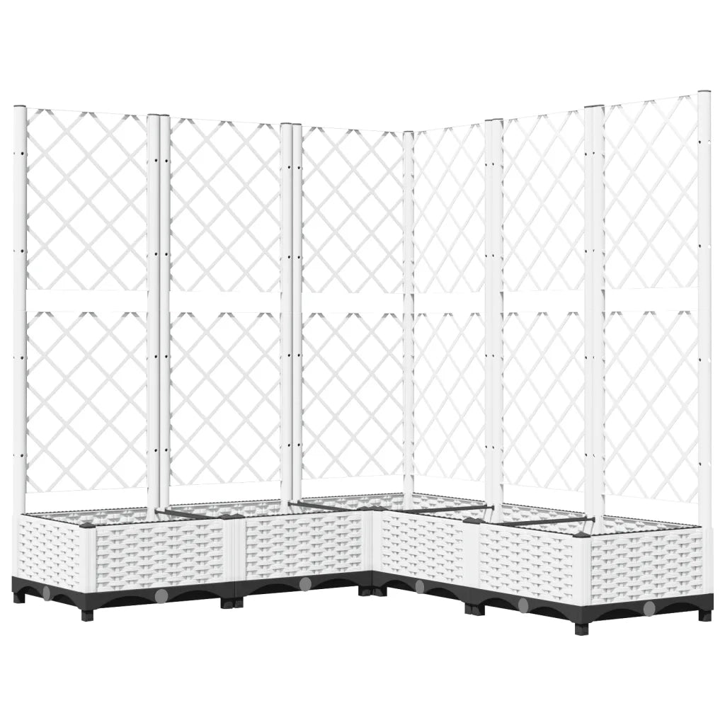 Fioriera da Giardino con Graticcio-Vaso da Esterno-Fioriera con Griglia Bianco 120x120x121,5 cm PP