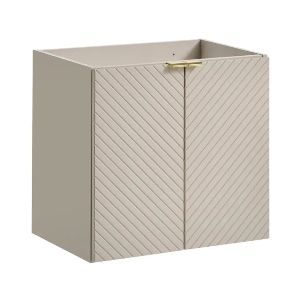 Mobile sottolavabo AOKI – 2 porte – Finitura beige cachemire con motivi a spina di pesce – L60 × P39 × H57 cm – Da appendere