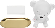 Cassetto di Stoccaggio in Forma di Orso con Comparti per Chiavi - Organizzatore in Resina e Ferro per Gioielli e Caramelle - Cassetto per Tavolo, Scrivania, Sala e Camera da Letto