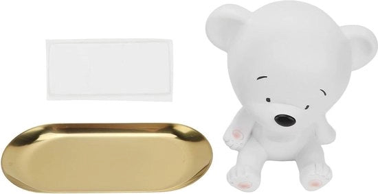 Cassetto di Stoccaggio in Forma di Orso con Comparti per Chiavi - Organizzatore in Resina e Ferro per Gioielli e Caramelle - Cassetto per Tavolo, Scrivania, Sala e Camera da Letto