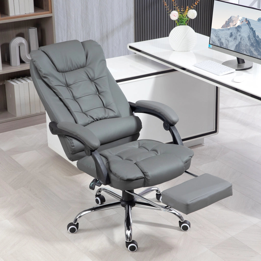 Sedia Ergonomica Reclinabile con Poggiapiedi ¨C Zephmum ¨C Grigio Similpelle