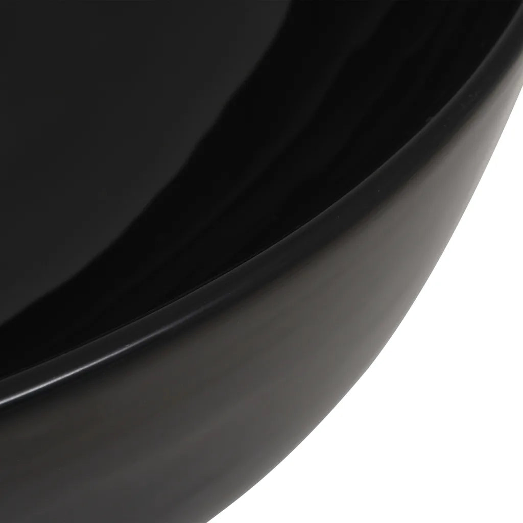 Lavandino Tondo in Ceramica Nero 41,5x13,5 cm 142732