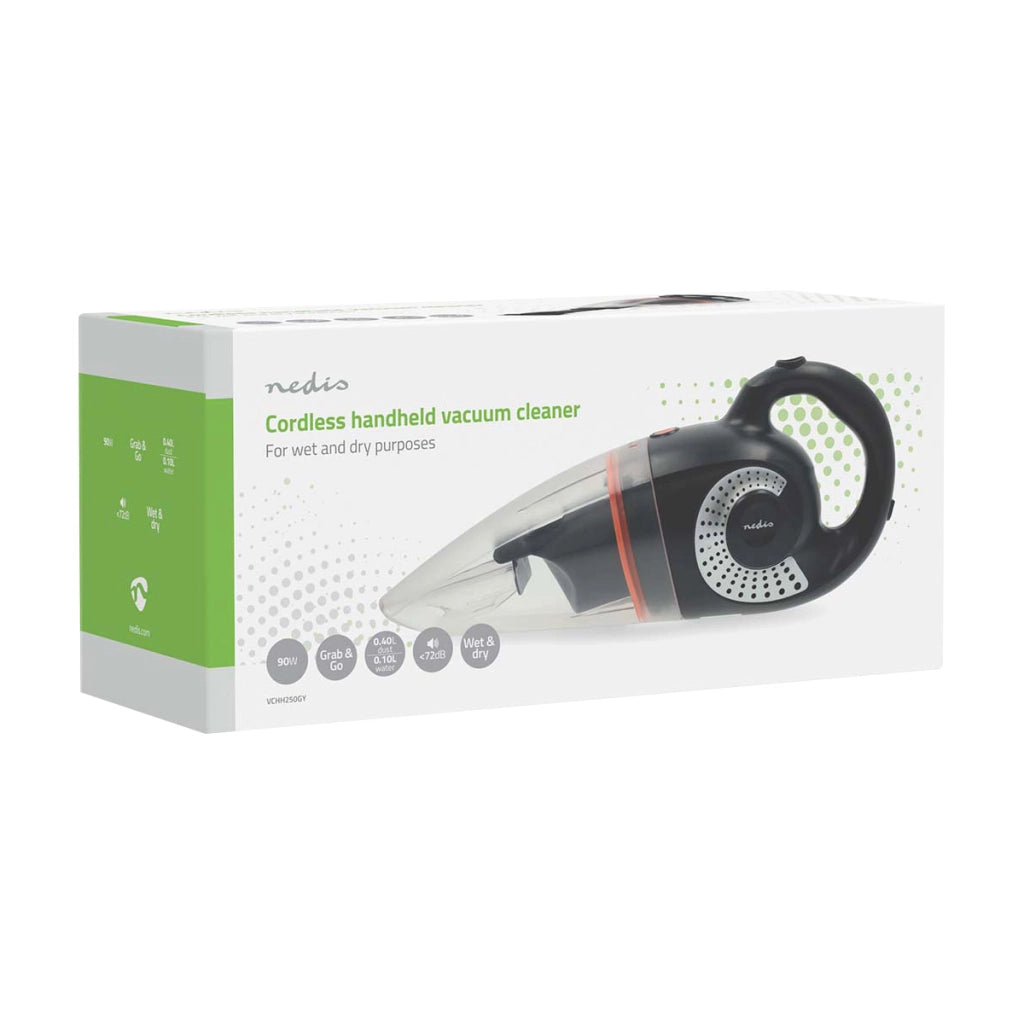 Aspirapolvere Portatile senza fili 90W Secco e Umido Batteria 2200mAh Contenitore 0.4 L Nero / Arancione Nedis
