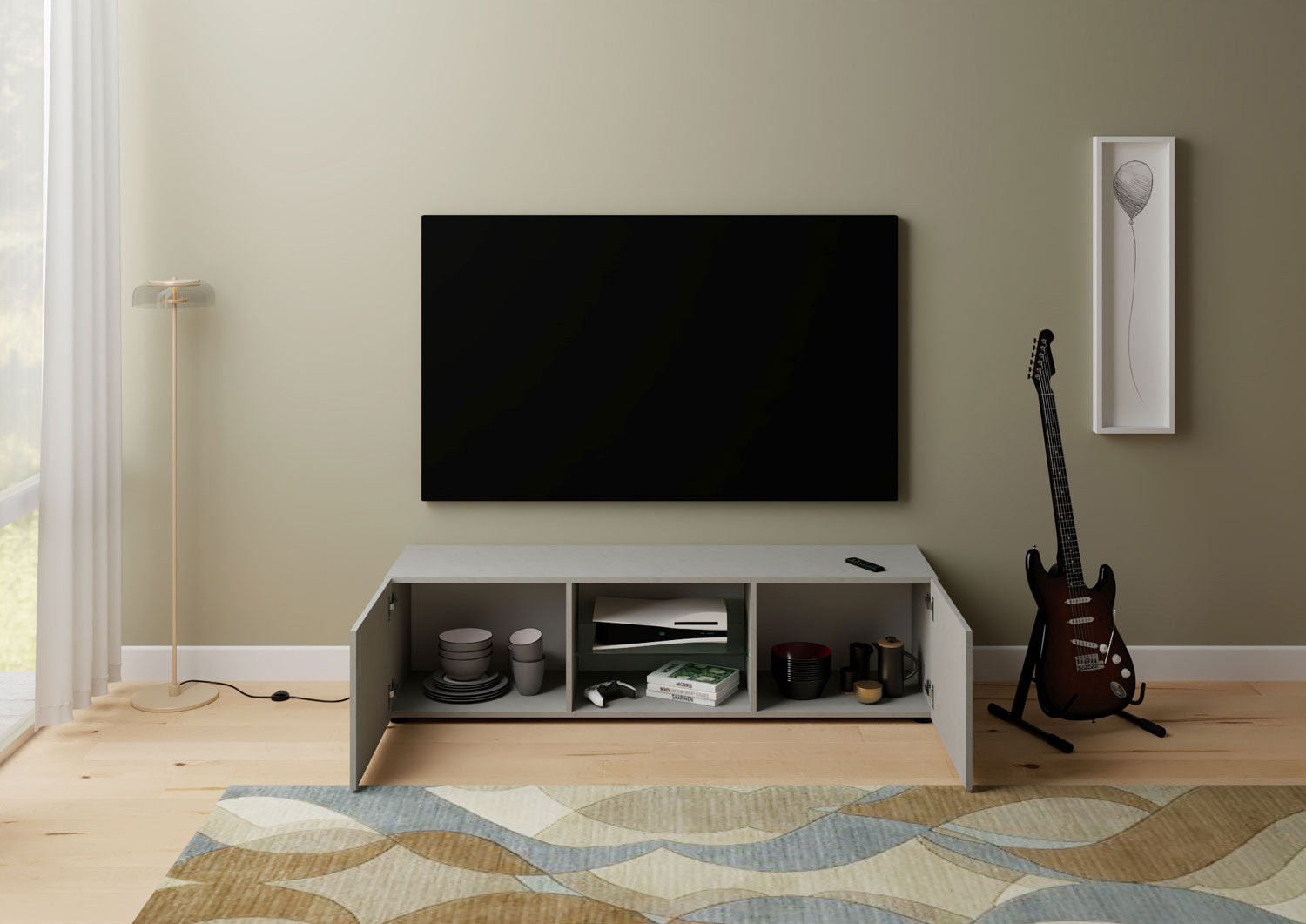 Mobile Tv 2 Ante Con Vano A Giorno 150x40x40 cm Elios Cashmere