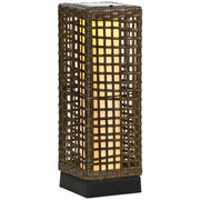 Lampada solare da esterno a LED in rattan con sensore di luce, impermeabile, 15,5x15,5x46 cm, per giardino e terrazzo.
