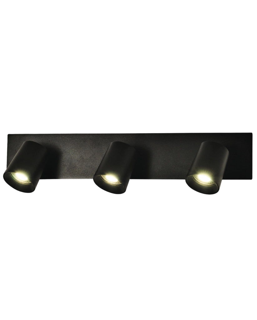 Modo Faretto Moderno a 3 Luci in Alluminio Pressofuso Colore Nero, Struttura Orientabile, Attacco GU10 Max 35W per Illuminazione d'Interni