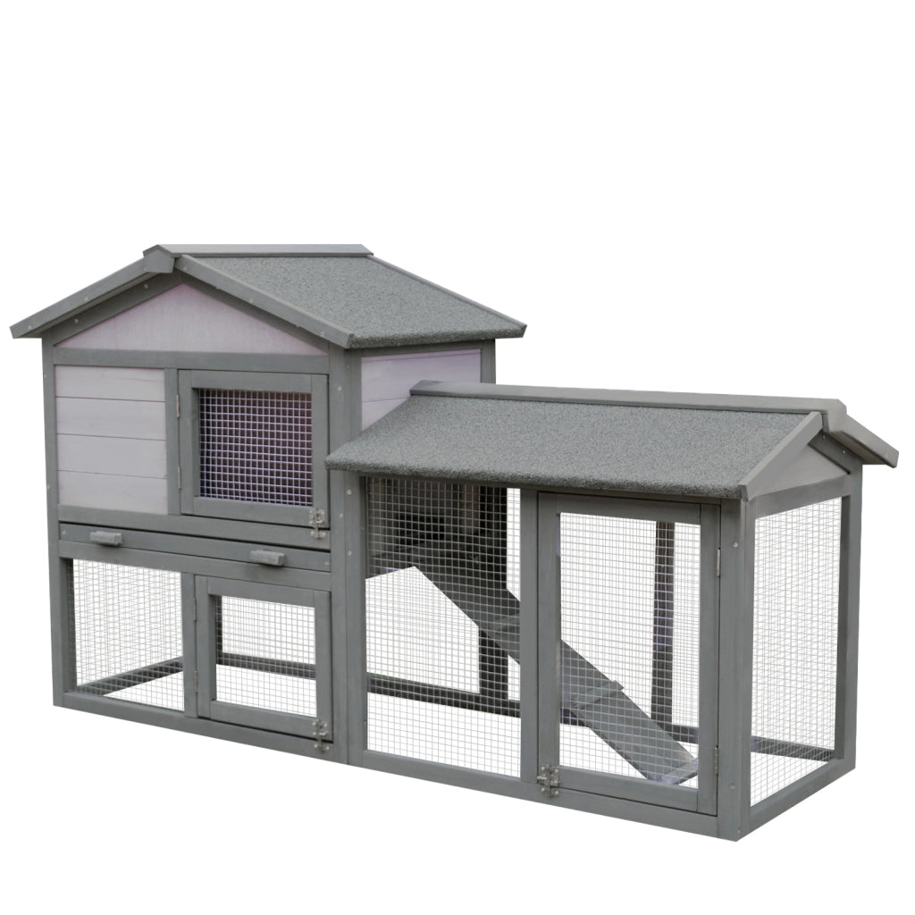 Gabbia per Conigli in Legno da Esterno con Casetta ¨C zephmum ¨C 147x54x84cm