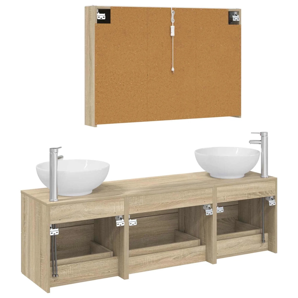 Set di mobili per il bagno 4 pcs Rovere Sonoma 3406945