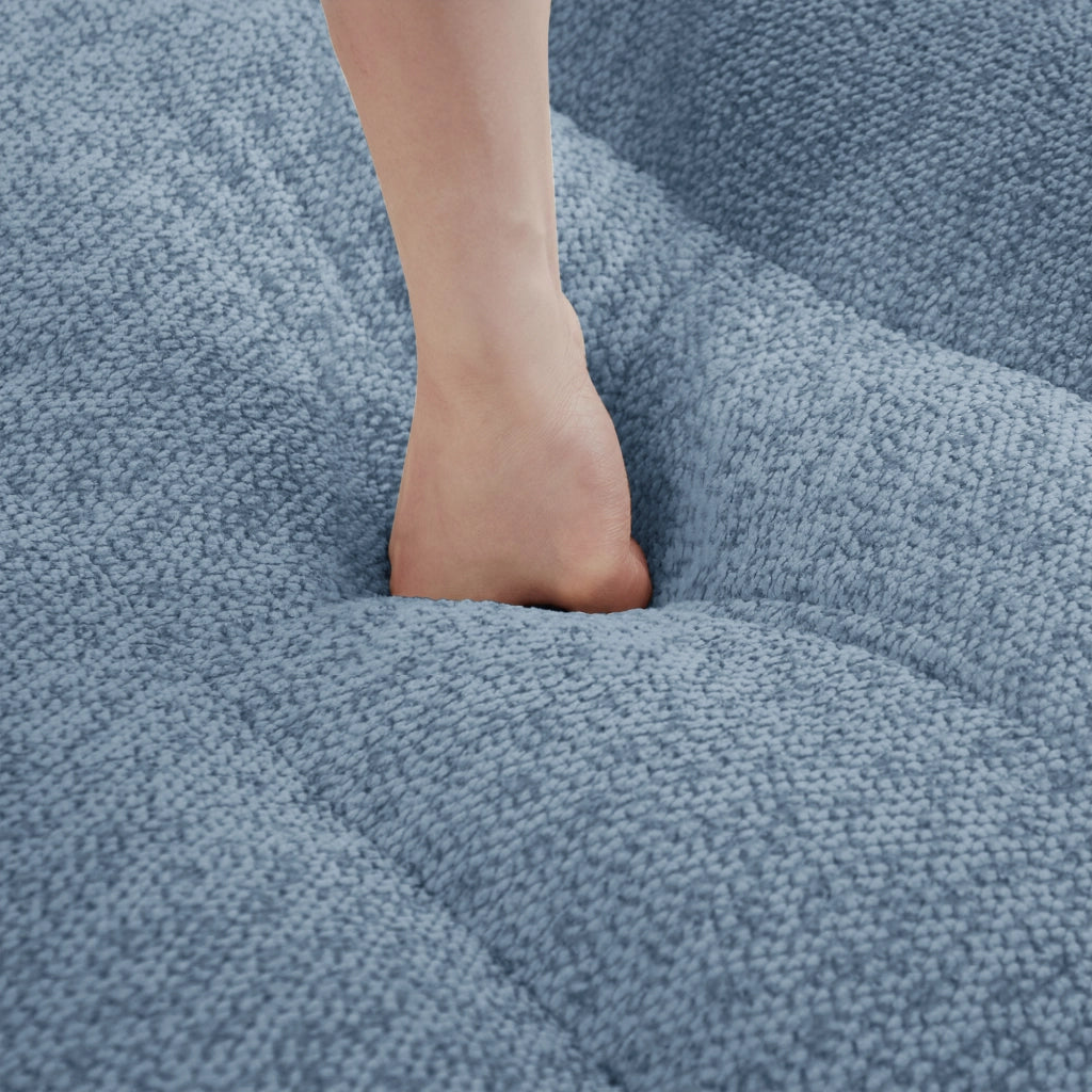Sofa modulare a 3 posti senza struttura con seduta profonda in pile granulare per soggiorno blu 288 × 104 × 79 cm