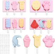 Pasticcini per gelato in forma di pallina con coperchio antiscivolo - 4 pezzi di gelatiera in silicone - inclusi 31 bastoncini in plastica - privi di BPA