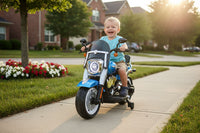 Moto Elettrica per Bambini Cruiser Acceleratore a Manubrio 12V 7Ah Blu Metallizzato