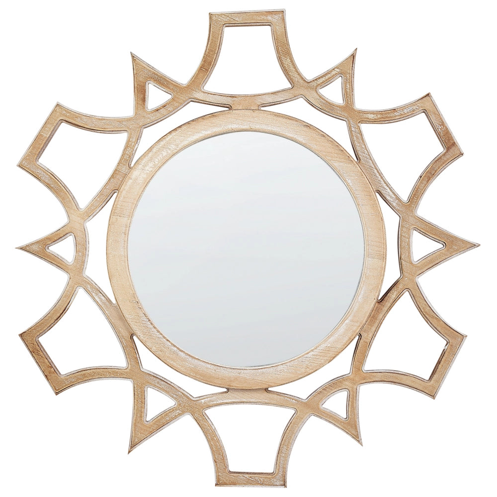 Specchio da parete legno chiaro MDF impiallacciato ø 60 cm Rotondo Decorativo Fatto mano Pezzo arredo Stile scandinavo