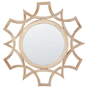 Specchio da parete legno chiaro MDF impiallacciato ø 60 cm Rotondo Decorativo Fatto mano Pezzo arredo Stile scandinavo