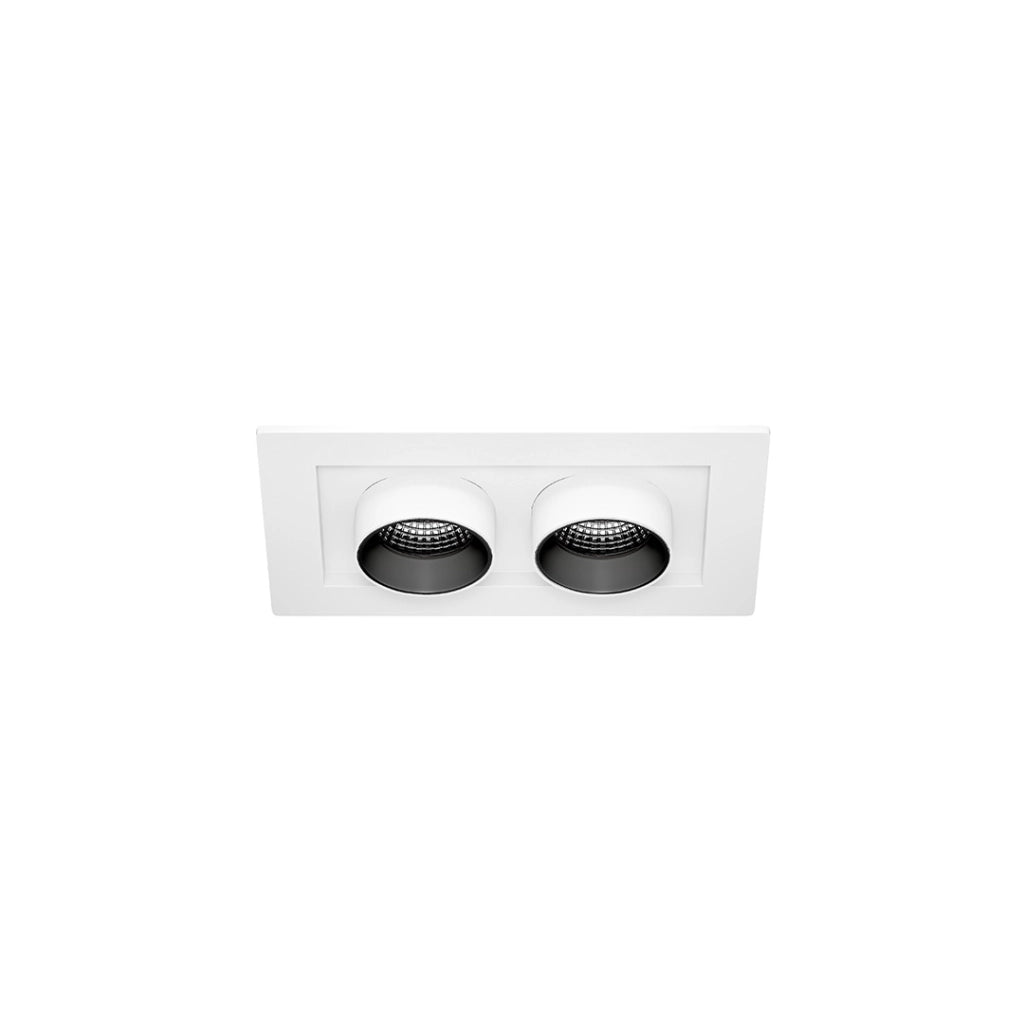 Mini Oxo Faretto LED da Incasso Rettangolare 2 Punti Luce 12W 42º Tecnologia Switch CCT 2700K-3200K-4000K Finitura Bianco Opaco Alta Qualità