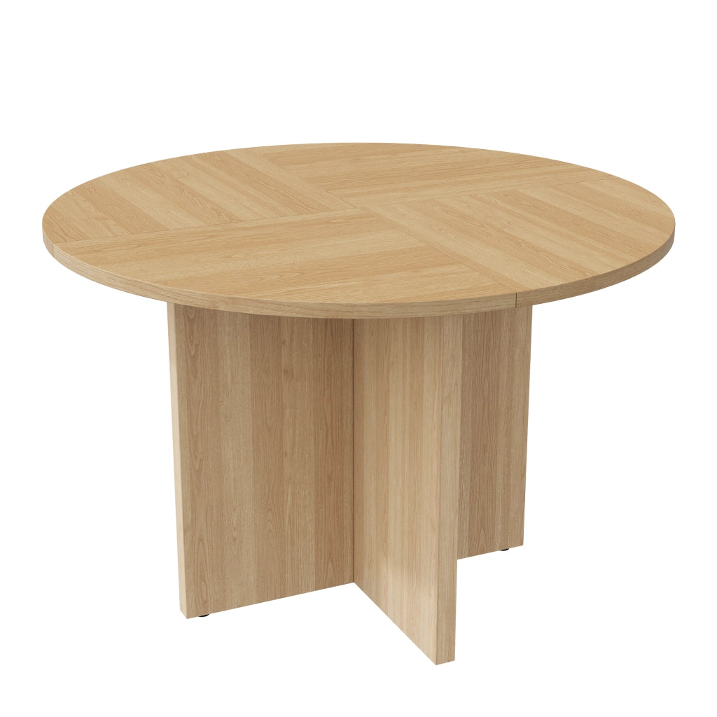 Tavolo rotondo da pranzo Ø120 cm in MDF effetto rovere, design scandinavo per 4-6 persone