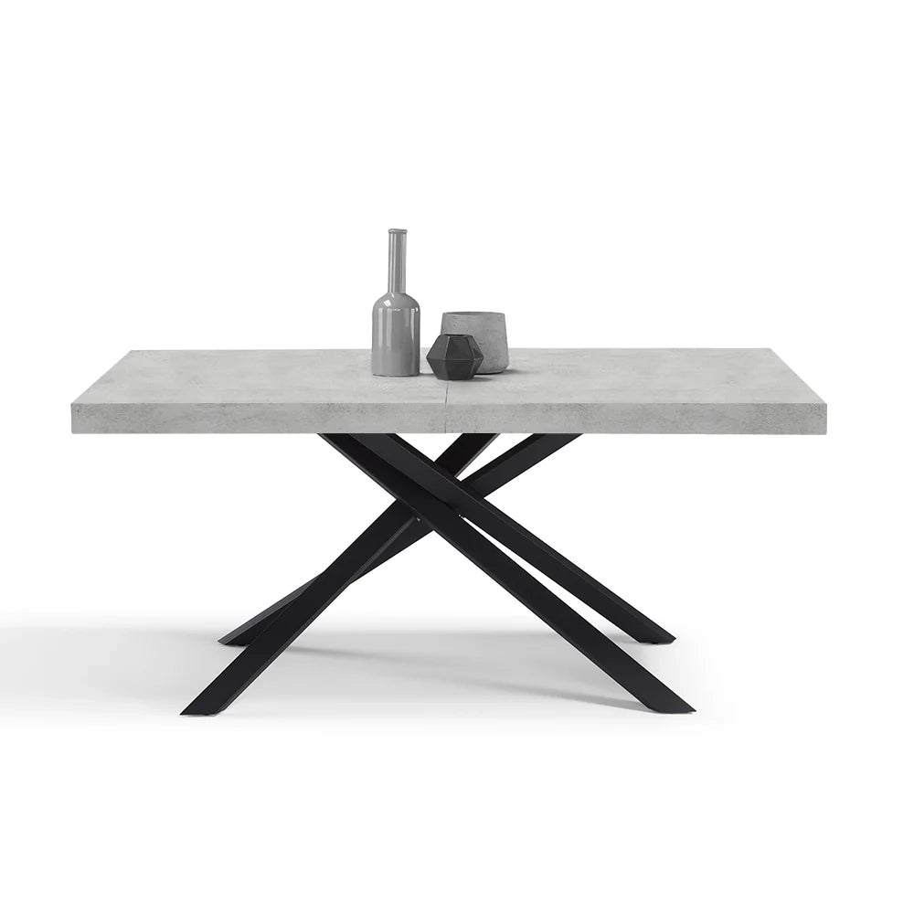 Tavolo consolle allungabile 160x90 CASSIOPEA 2 allungabile fino a 240 cm colore Cemento, 100% MADE IN ITALY, design moderno ideale per sala da pranzo, cucina e soggiorno