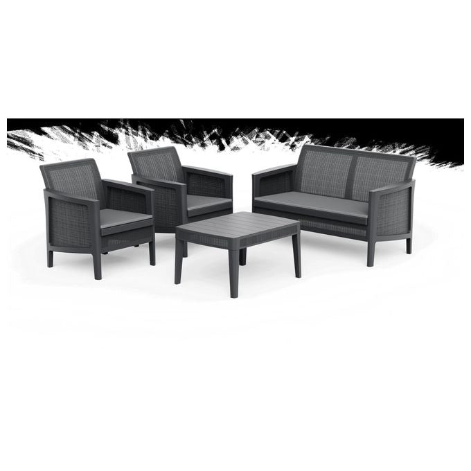 Keter Atlas Forma Lounge Set Poltrone Divano Tavolino aperto Nero